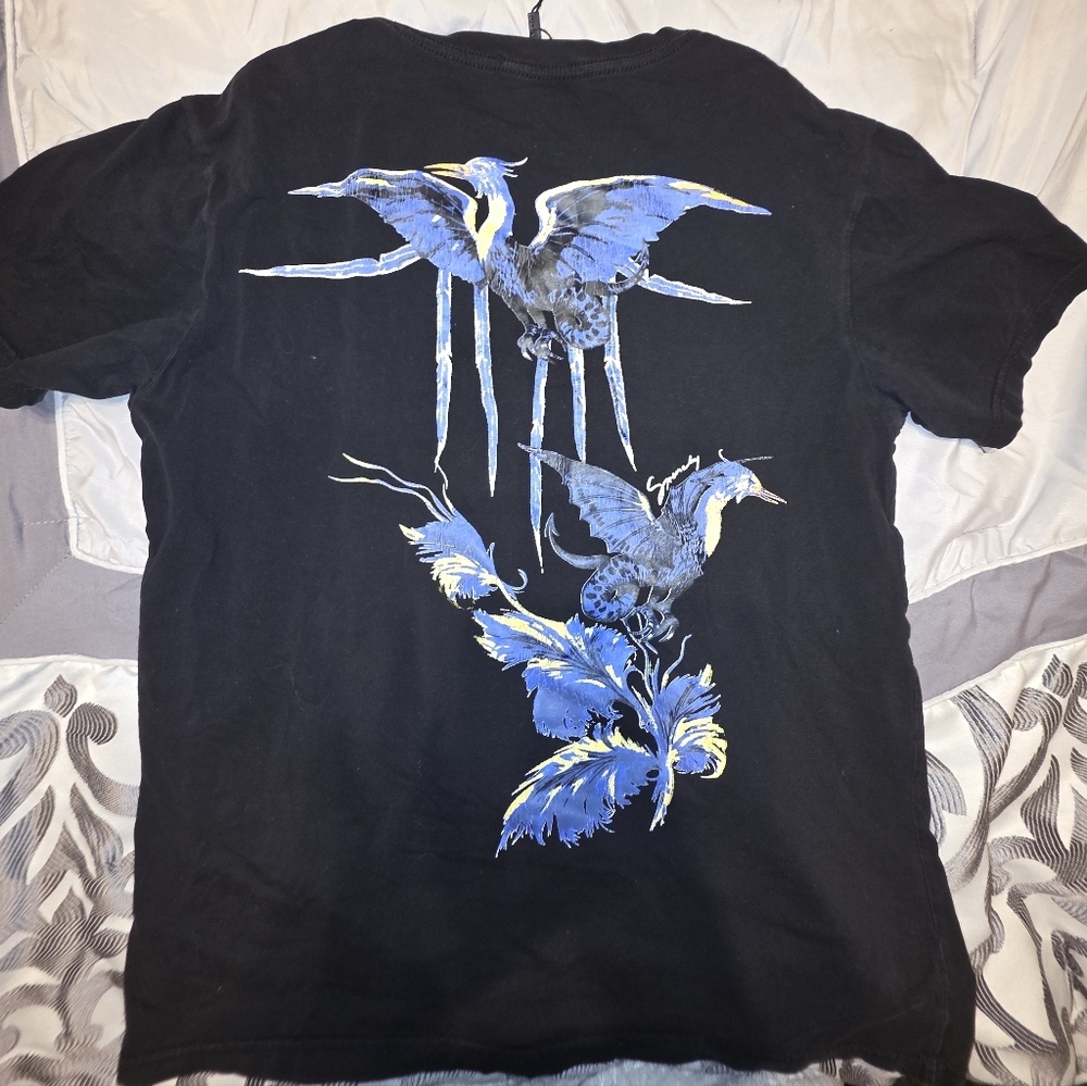 Men's Givenchy Black Blue Heron Print Short Sleeve Tee M - Picture 3 of 6